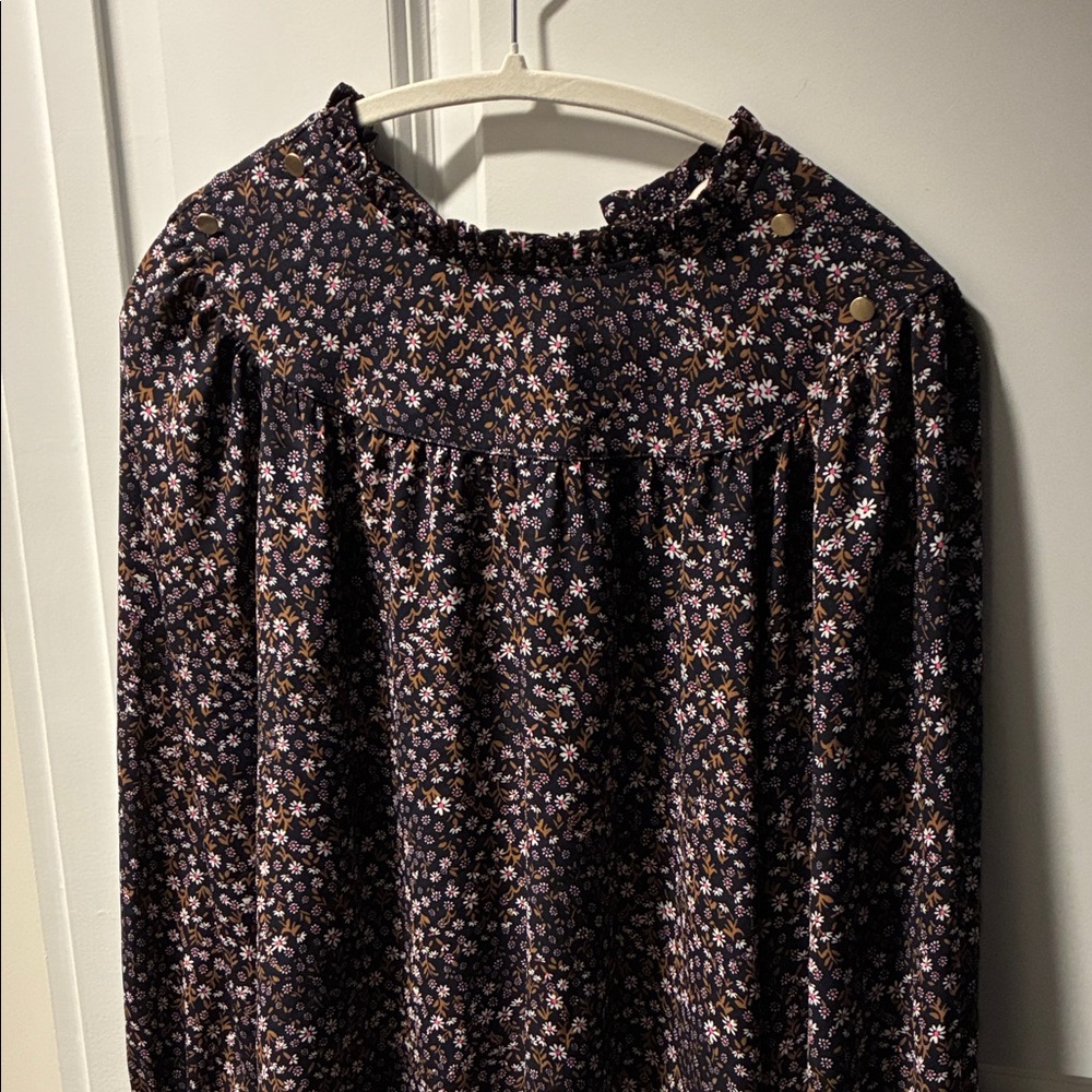 LOFT Floral Blouse - Black and White